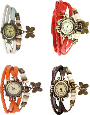 

Kissu Vintage Rakhi Combo of 4 White, Orange, Red And Brown Watch - For Women