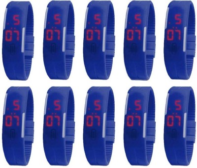 NS18 Silicone Led Magnet Band Combo of 10 Blue Digital Watch  - For Boys & Girls   Watches  (NS18)