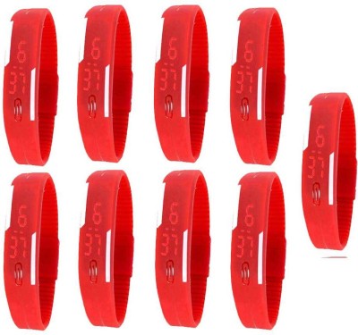 NS18 Silicone Led Magnet Band Combo of 9 Red Digital Watch  - For Boys & Girls   Watches  (NS18)