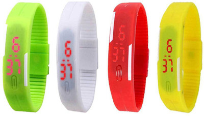 NS18 Silicone Led Magnet Band Combo of 4 Green, White, Red And Yellow Digital Watch  - For Boys & Girls   Watches  (NS18)