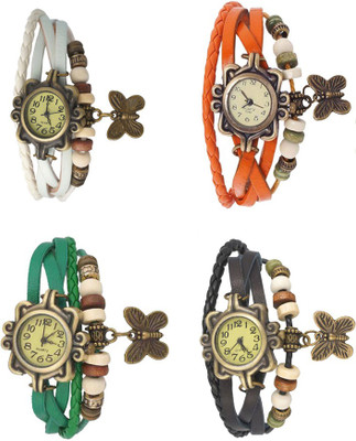 

NS18 Vintage Butterfly Rakhi Combo of 4 White, Green, Orange And Black Watch - For Women