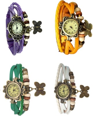 NS18 Vintage Butterfly Rakhi Combo of 4 Purple, Green, Yellow And White Analog Watch  - For Women   Watches  (NS18)