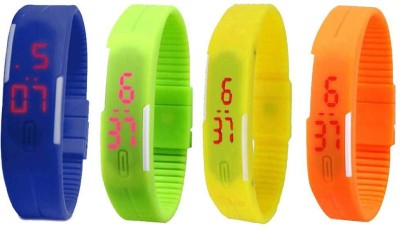 NS18 Silicone Led Magnet Band Combo of 4 Blue, Green, Yellow And Orange Digital Watch  - For Boys & Girls   Watches  (NS18)