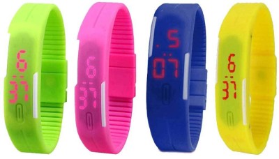 NS18 Silicone Led Magnet Band Combo of 4 Green, Pink, Blue And Yellow Digital Watch  - For Boys & Girls   Watches  (NS18)
