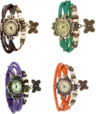 NS18 Vintage Butterfly Rakhi Combo of 4 Brown, Purple, Green And Orange Analog Watch  - For Women   Watches  (NS18)