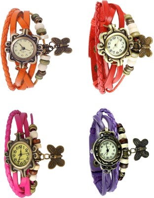 NS18 Vintage Butterfly Rakhi Combo of 4 Orange, Pink, Red And Purple Analog Watch  - For Women   Watches  (NS18)