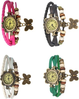 NS18 Vintage Butterfly Rakhi Combo of 4 Pink, White, Black And Green Analog Watch  - For Women   Watches  (NS18)