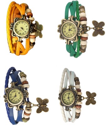 NS18 Vintage Butterfly Rakhi Combo of 4 Yellow, Blue, Green And White Analog Watch  - For Women   Watches  (NS18)
