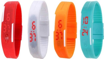 NS18 Silicone Led Magnet Band Watch Combo of 4 Red, White, Orange And Sky Blue Digital Watch  - For Couple   Watches  (NS18)