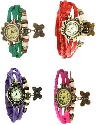 

Kissu Vintage Rakhi Combo of 4 Green, Purple, Red And Pink Watch - For Women