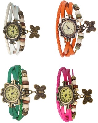 NS18 Vintage Butterfly Rakhi Combo of 4 White, Green, Orange And Pink Analog Watch  - For Women   Watches  (NS18)