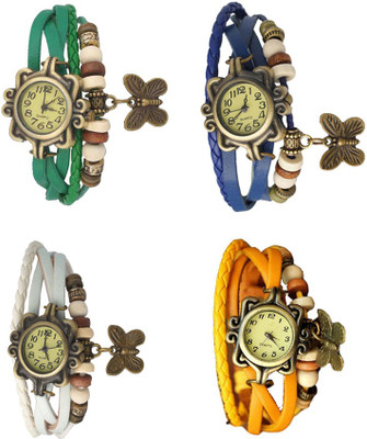 

NS18 Vintage Butterfly Rakhi Combo of 4 Green, White, Blue And Yellow Watch - For Women
