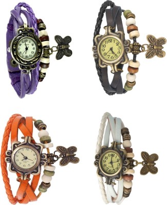 NS18 Vintage Butterfly Rakhi Combo of 4 Purple, Orange, Black And White Analog Watch  - For Women   Watches  (NS18)