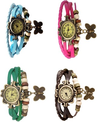 NS18 Vintage Butterfly Rakhi Combo of 4 Sky Blue, Green, Pink And Brown Analog Watch  - For Women   Watches  (NS18)