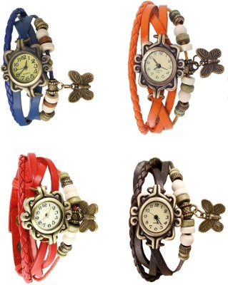 NS18 Vintage Butterfly Rakhi Combo of 4 Blue, Red, Orange And Brown Analog Watch  - For Women   Watches  (NS18)