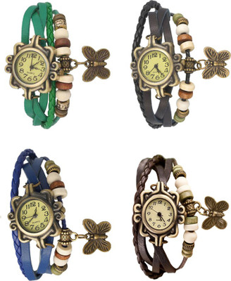 

NS18 Vintage Butterfly Rakhi Combo of 4 Green, Blue, Black And Brown Watch - For Women