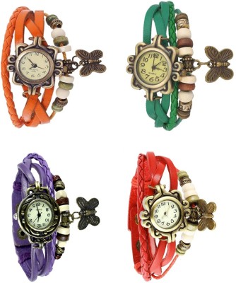 NS18 Vintage Butterfly Rakhi Combo of 4 Orange, Purple, Green And Red Analog Watch  - For Women   Watches  (NS18)