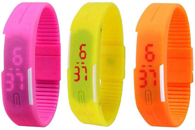 

Kissu Led Band Watch Combo of 3 Pink, Yellow And Orange Watch - For Couple