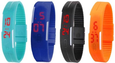NS18 Silicone Led Magnet Band Combo of 4 Sky Blue, Blue, Black And Orange Digital Watch  - For Boys & Girls   Watches  (NS18)