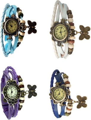 NS18 Vintage Butterfly Rakhi Combo of 4 Sky Blue, Purple, White And Blue Analog Watch  - For Women   Watches  (NS18)