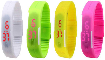 

Kissu Led Magnet Band Combo of 4 White, Green, Yellow And Pink Watch - For Men & Women