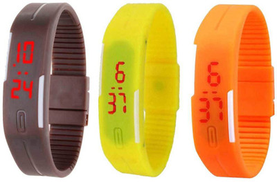 

Kissu Led Band Watch Combo of 3 Brown, Yellow And Orange Watch - For Couple