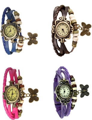 NS18 Vintage Butterfly Rakhi Combo of 4 Blue, Pink, Brown And Purple Analog Watch  - For Women   Watches  (NS18)