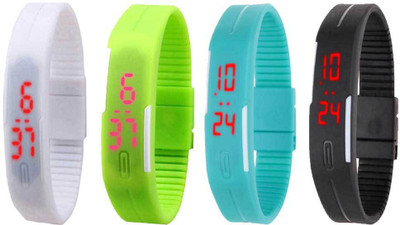 

Kissu Led Magnet Band Combo of 4 White, Green, Sky Blue And Black Watch - For Men & Women