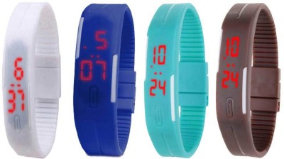 NS18 Silicone Led Magnet Band Combo of 4 White, Blue, Sky Blue And Brown Digital Watch  - For Boys & Girls   Watches  (NS18)