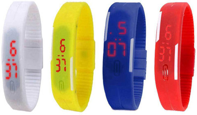 

Kissu Led Magnet Band Combo of 4 White, Yellow, Blue And Red Watch - For Men & Women