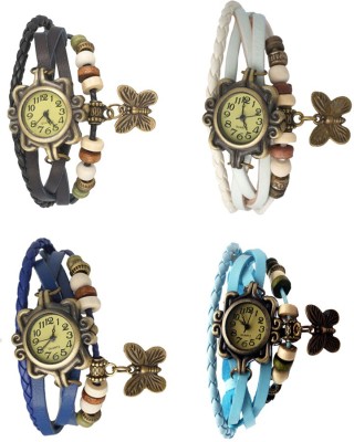NS18 Vintage Butterfly Rakhi Combo of 4 Black, Blue, White And Sky Blue Analog Watch  - For Women   Watches  (NS18)