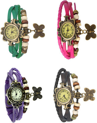 

Kissu Vintage Rakhi Combo of 4 Green, Purple, Pink And Black Watch - For Women