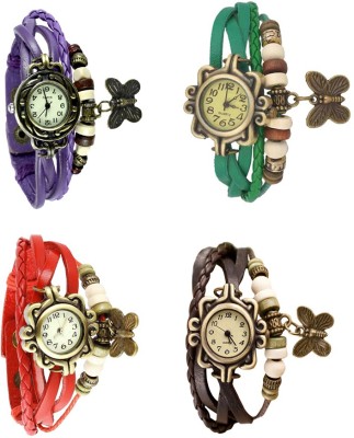 NS18 Vintage Butterfly Rakhi Combo of 4 Purple, Red, Green And Brown Analog Watch  - For Women   Watches  (NS18)