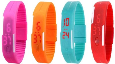 NS18 Silicone Led Magnet Band Watch Combo of 4 Pink, Orange, Sky Blue And Red Digital Watch  - For Couple   Watches  (NS18)