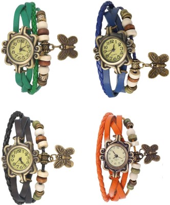 NS18 Vintage Butterfly Rakhi Combo of 4 Green, Black, Blue And Orange Analog Watch  - For Women   Watches  (NS18)