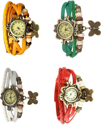 

Kissu Vintage Rakhi Combo of 4 Yellow, White, Green And Red Watch - For Women
