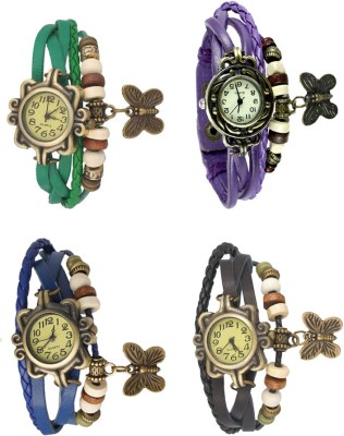 NS18 Vintage Butterfly Rakhi Combo of 4 Green, Blue, Purple And Black Analog Watch  - For Women   Watches  (NS18)