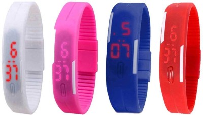 NS18 Silicone Led Magnet Band Watch Combo of 4 White, Pink, Blue And Red Digital Watch  - For Couple   Watches  (NS18)
