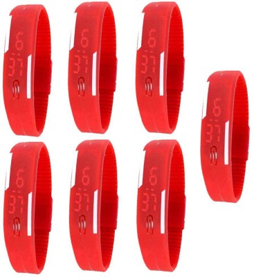 NS18 Silicone Led Magnet Band Combo of 7 Red Digital Watch  - For Boys & Girls   Watches  (NS18)