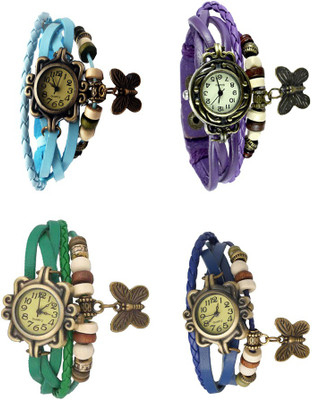 

Kissu Vintage Rakhi Combo of 4 Sky Blue, Green, Purple And Blue Watch - For Women