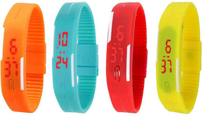 

Kissu Led Magnet Band Combo of 4 Orange, Sky Blue, Red And Yellow Watch - For Men & Women