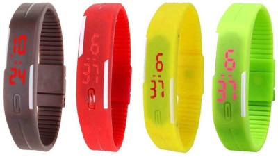NS18 Silicone Led Magnet Band Combo of 4 Brown, Red, Yellow And Green Digital Watch  - For Boys & Girls   Watches  (NS18)