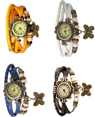 NS18 Vintage Butterfly Rakhi Combo of 4 Yellow, Blue, White And Brown Analog Watch  - For Women   Watches  (NS18)