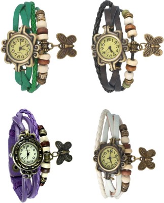 NS18 Vintage Butterfly Rakhi Combo of 4 Green, Purple, Black And White Analog Watch  - For Women   Watches  (NS18)