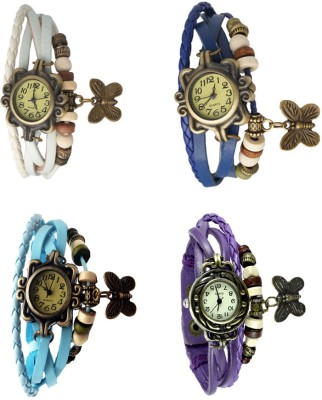 NS18 Vintage Butterfly Rakhi Combo of 4 White, Sky Blue, Blue And Purple Analog Watch  - For Women   Watches  (NS18)