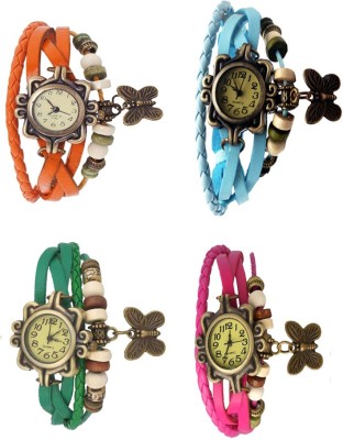 NS18 Vintage Butterfly Rakhi Combo of 4 Orange, Green, Sky Blue And Pink Analog Watch  - For Women   Watches  (NS18)