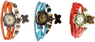 NS18 Vintage Butterfly Rakhi Watch Combo of 3 Orange, Sky Blue And Red Analog Watch  - For Women   Watches  (NS18)