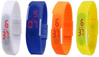 

Kissu Led Magnet Band Combo of 4 White, Blue, Orange And Yellow Watch - For Men & Women