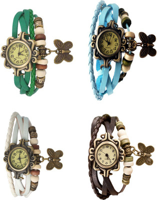 

NS18 Vintage Butterfly Rakhi Combo of 4 Green, White, Sky Blue And Brown Watch - For Women