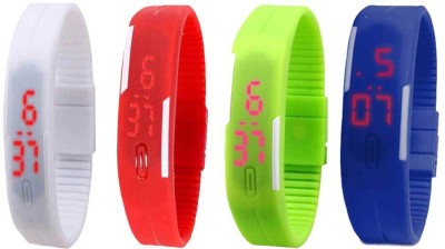 NS18 Silicone Led Magnet Band Combo of 4 White, Red, Green And Blue Digital Watch  - For Boys & Girls   Watches  (NS18)